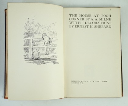 Milne, A.A - Winnie-The-Pooh. First Edition. num. illus (some full page, by Ernest H. Shepard), half title, pictorial map on e/ps.; original gilt-pictorial green cloth & gilt top, cr.8vo. 1926; Milne, A.A. - The House at